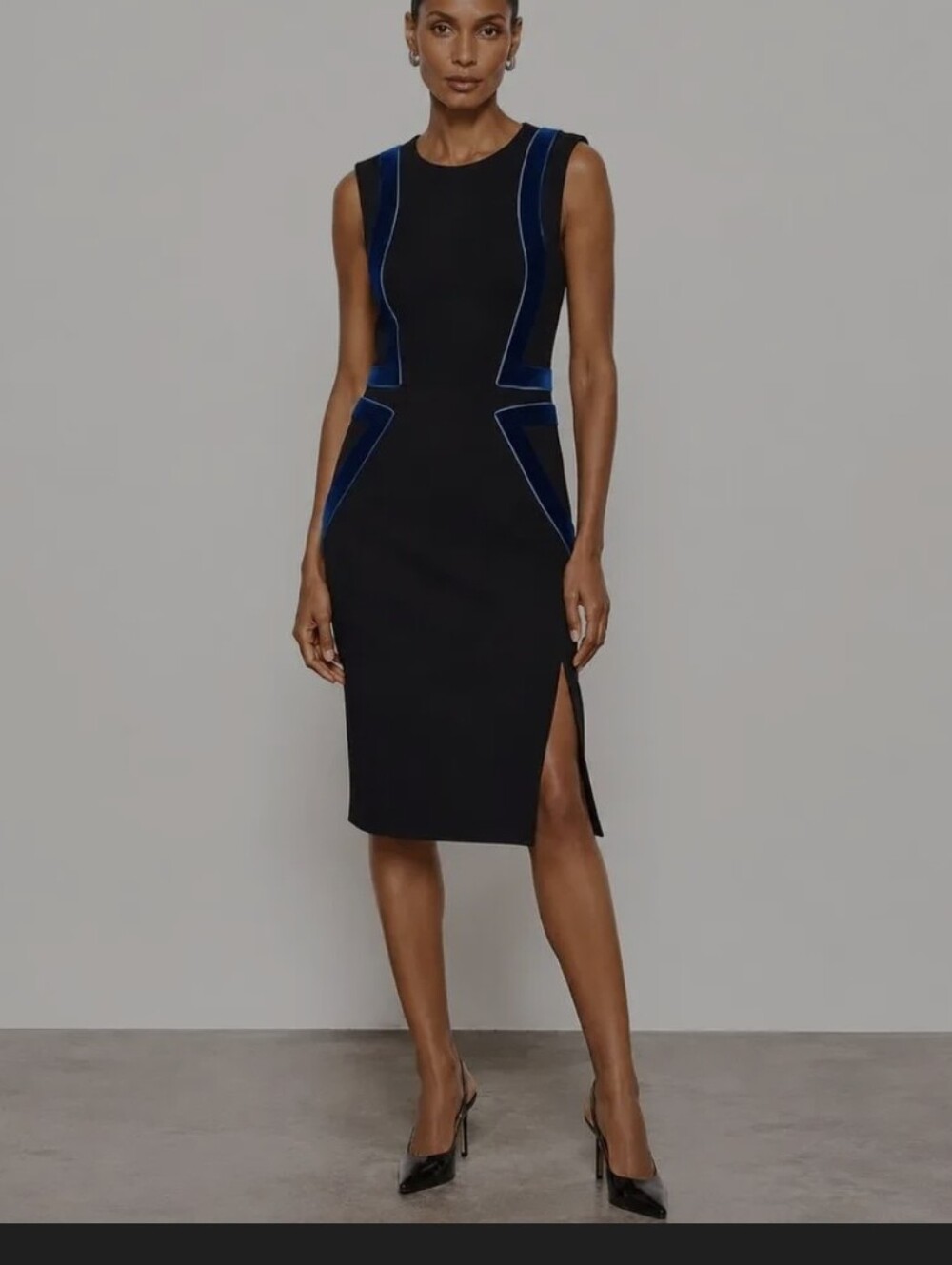 Altuzarra Allie crew neck knee length Dress black w/blue Size 46 NEW with tags